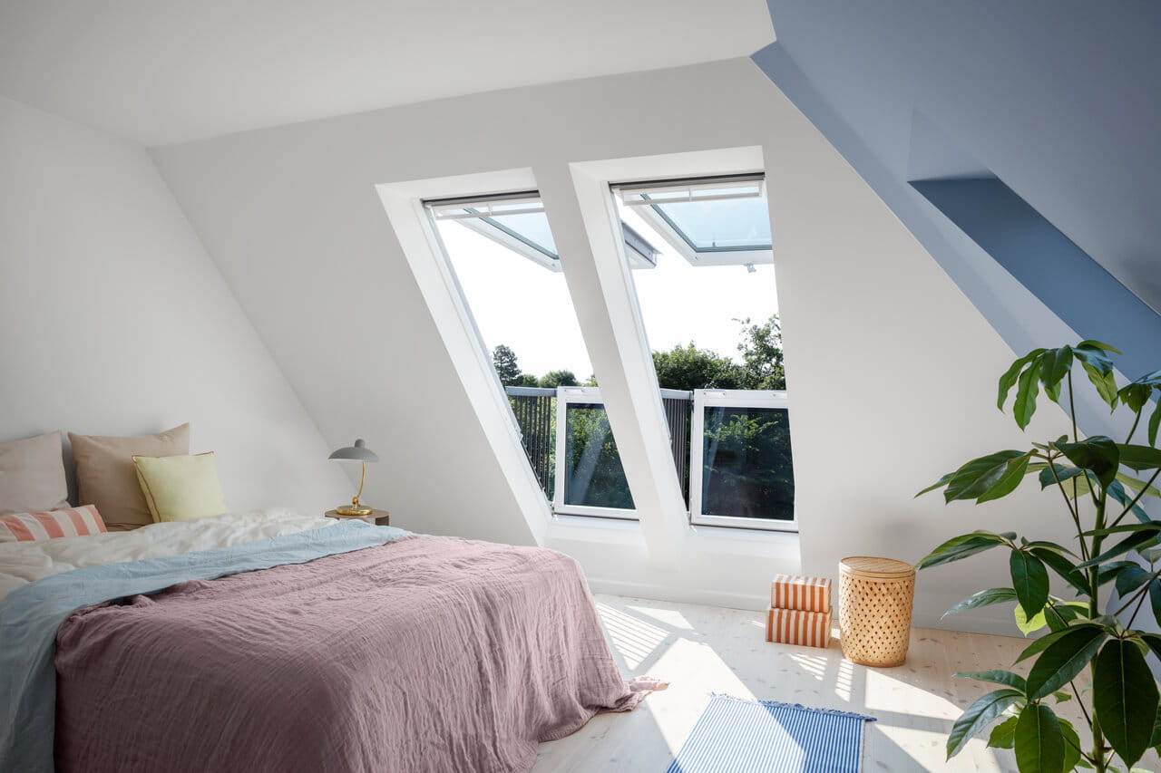 Bedroom with two Cabrio roof windows