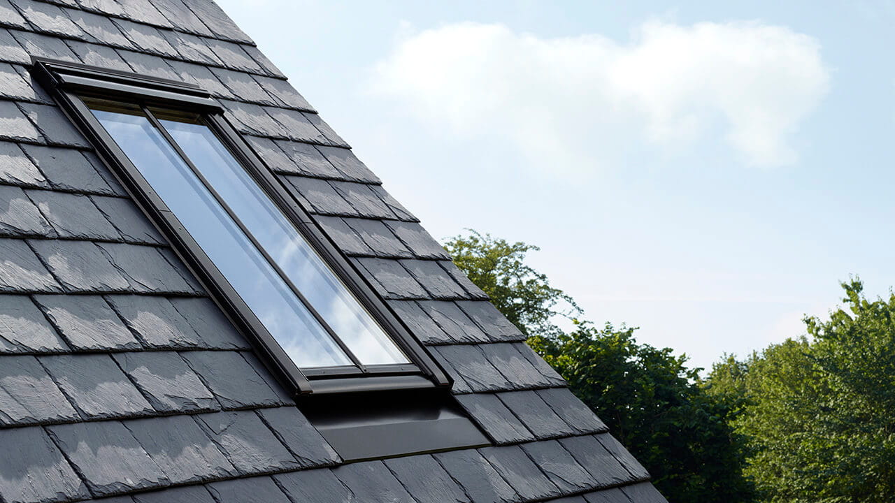 A tiled roof from the outside